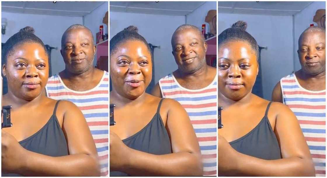Photos of Olawoomi, a beautiful black lady and her look-alike dad.