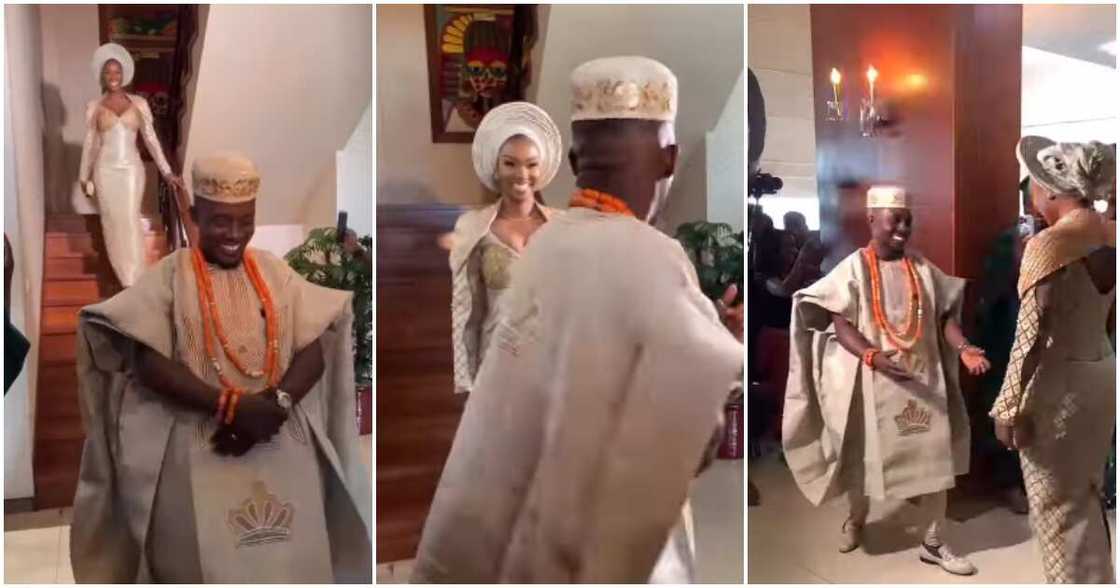 MI blushes after seeing wife on their wedding day. MI blushes after seeing wife on their wedding day.