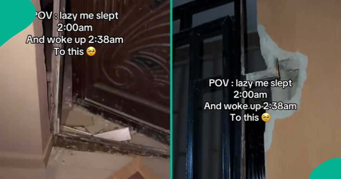 Lady in pain after unknown persons broke into her home.