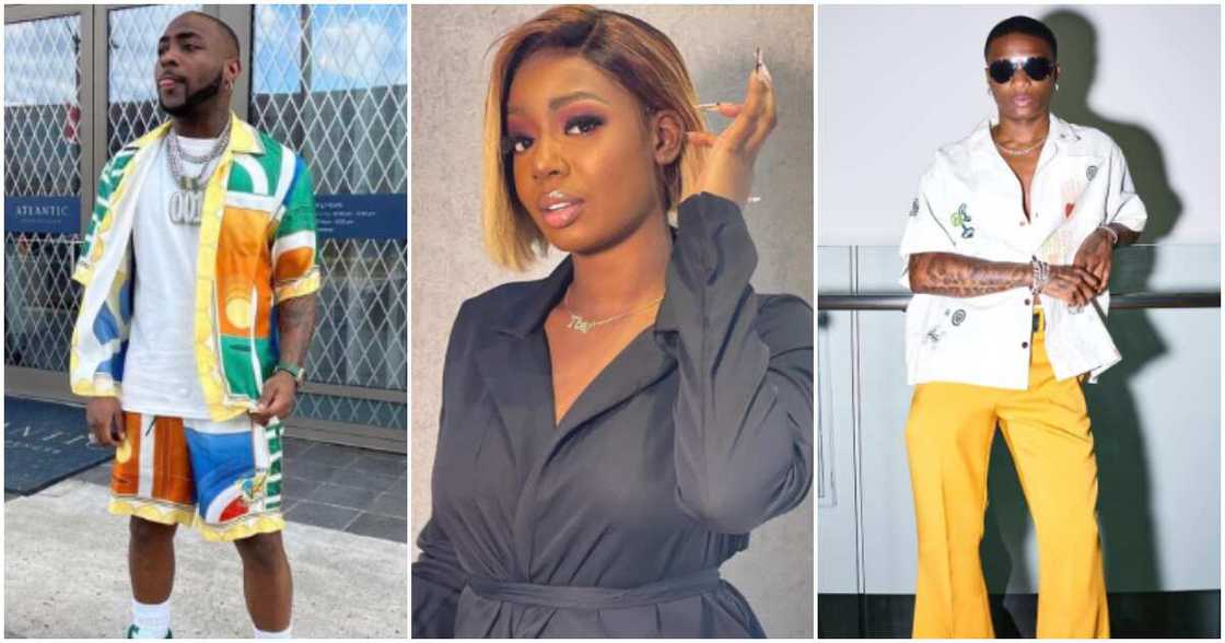 Nigerian celebrities Davido, Tolani Baj and Wizkid Nigerian celebrities Davido, Tolani Baj and Wizkid