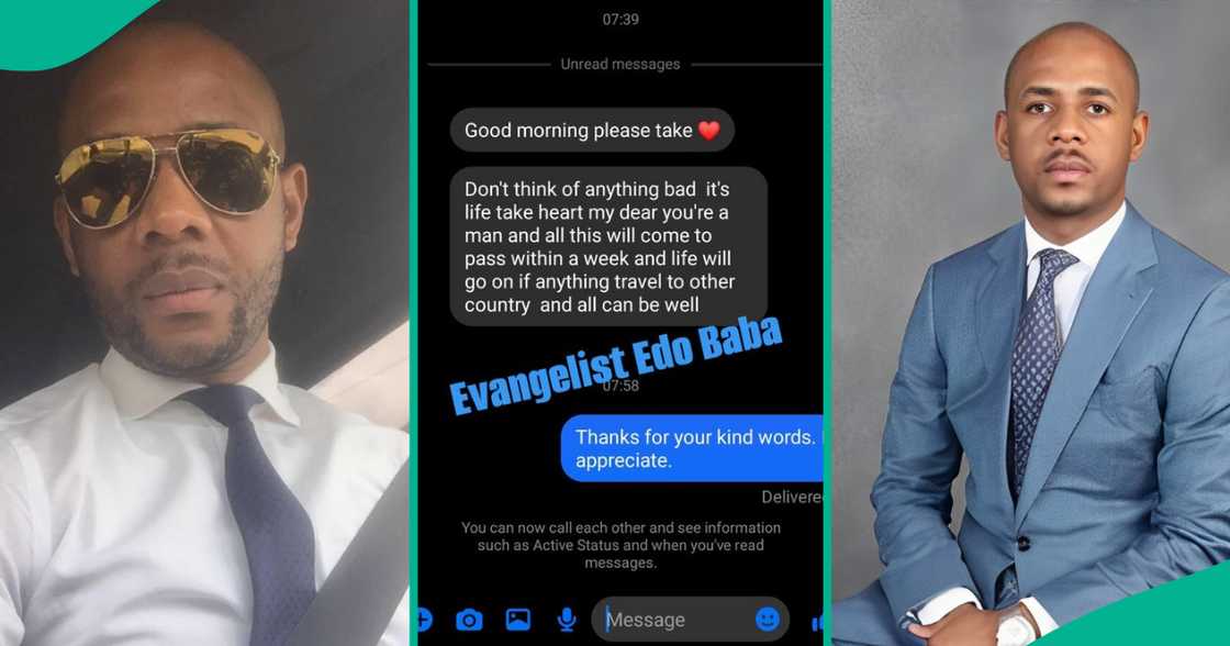 Man displays text lady sent him because she thought he is Baltasar Engonga