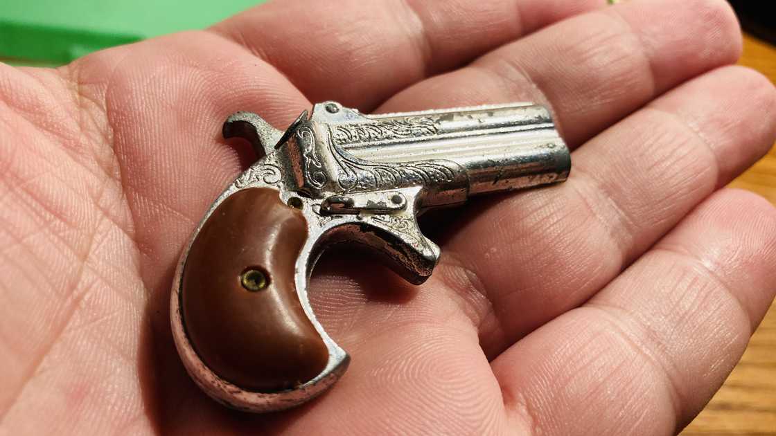 The Swiss mini gun on a hand The Swiss mini gun on a hand