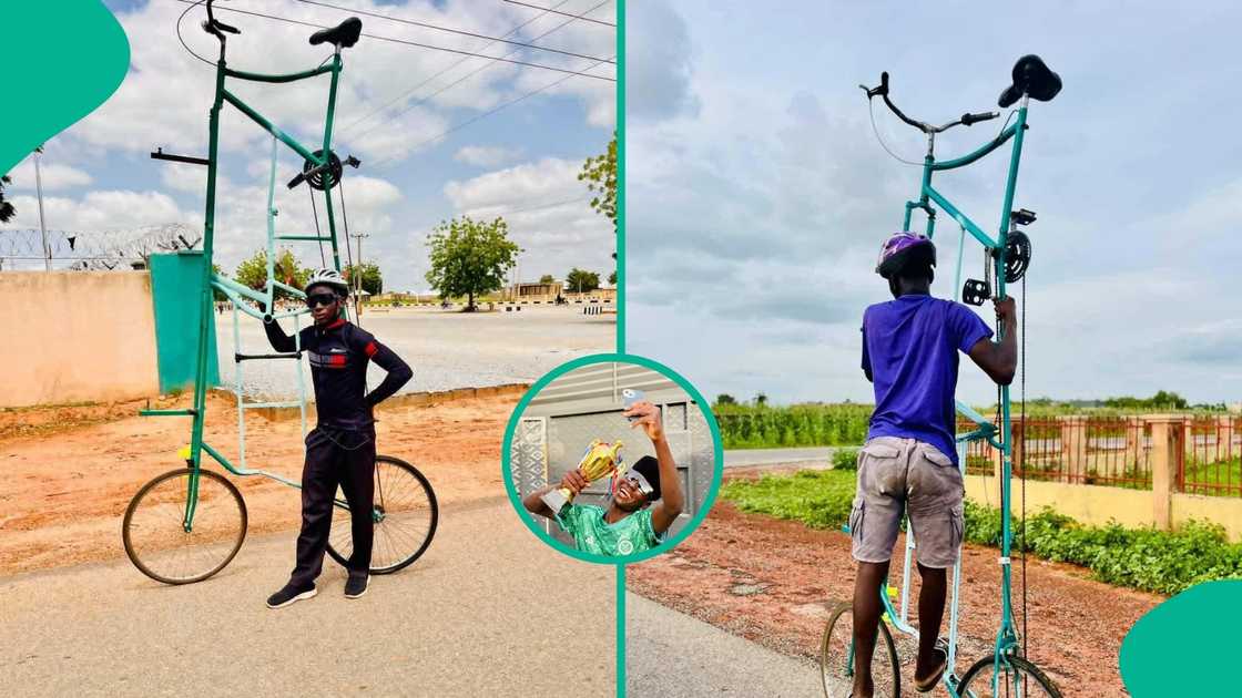 A young man creates complex bicycle, flaunts achievements, shares his story