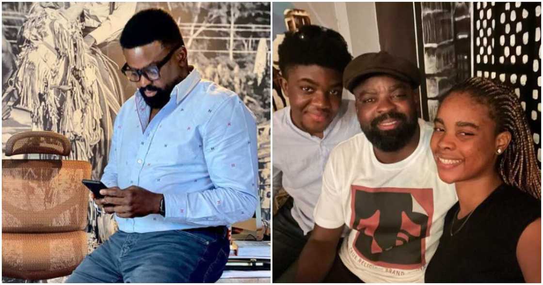 Nollywood filmmaker Kunle Afolayan and kids