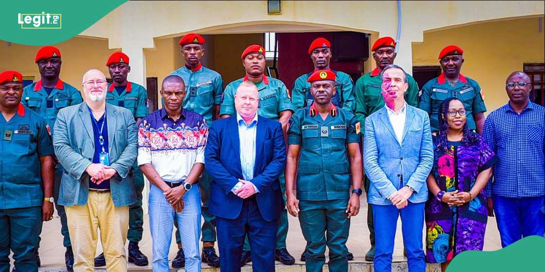 Tullio Santini leads a UNODC delegation on a visit to Nigeria's Mining Marshals.