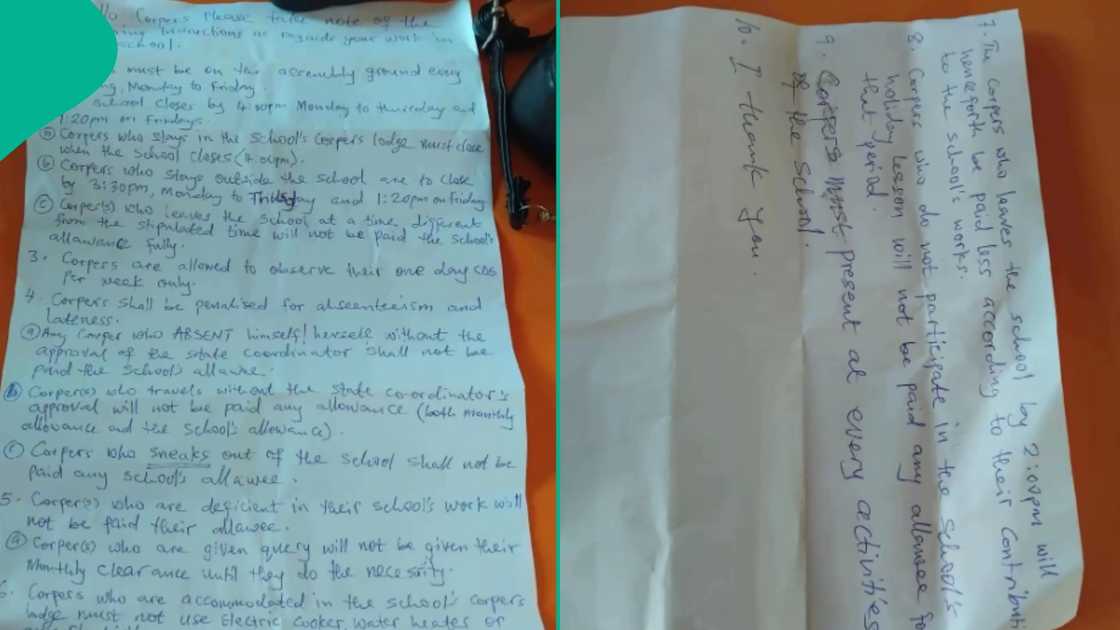 A lady who just did her NYSC has shared screenshots of the instructions she received at her PPA A lady who just did her NYSC has shared screenshots of the instructions she received at her PPA