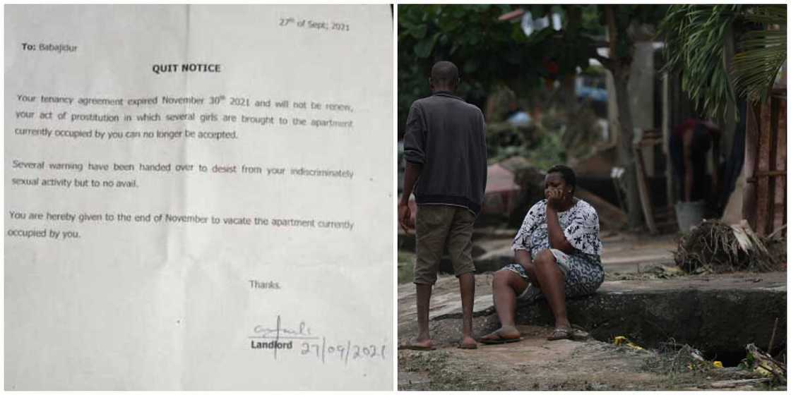Social media reacts as Nigerian landlord issues tenant quit notice for his acts of prostitution Social media reacts as Nigerian landlord issues tenant quit notice for his acts of prostitution