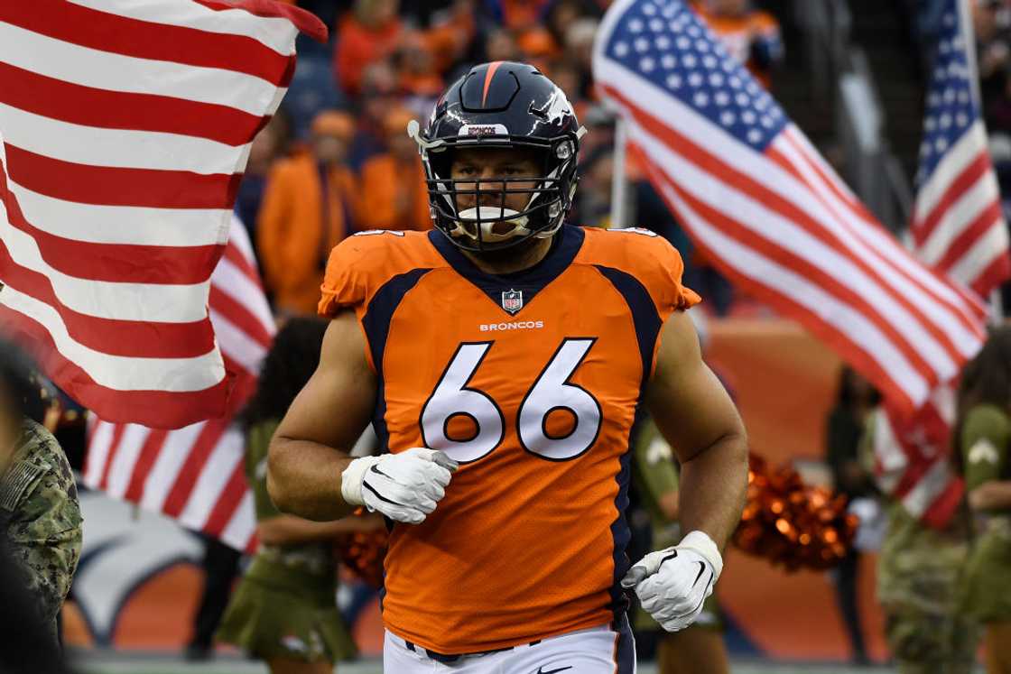 Jared Veldheer of the Denver Broncos takes the field before the game against the Houston Texans