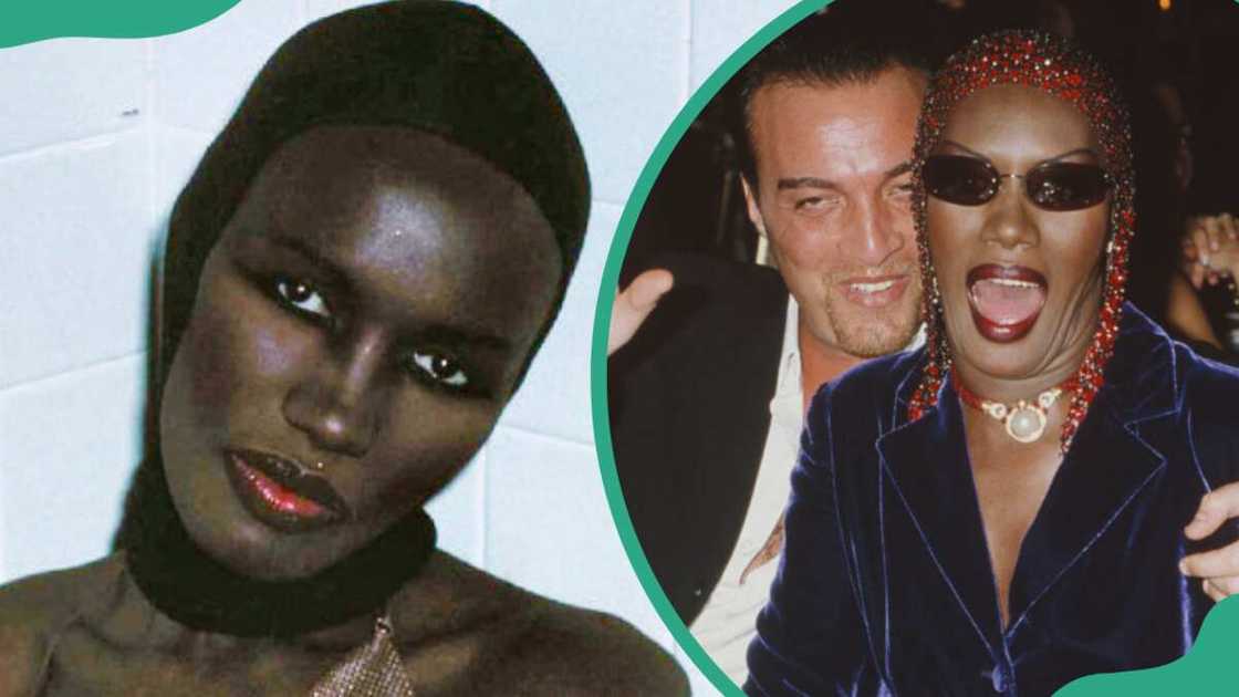 Singer Grace Jones posing for a picture (L). Grace Jones and her ex-husband, Atila Altaunbay, at an event (R) Singer Grace Jones posing for a picture (L). Grace Jones and her ex-husband, Atila Altaunbay, at an event (R)