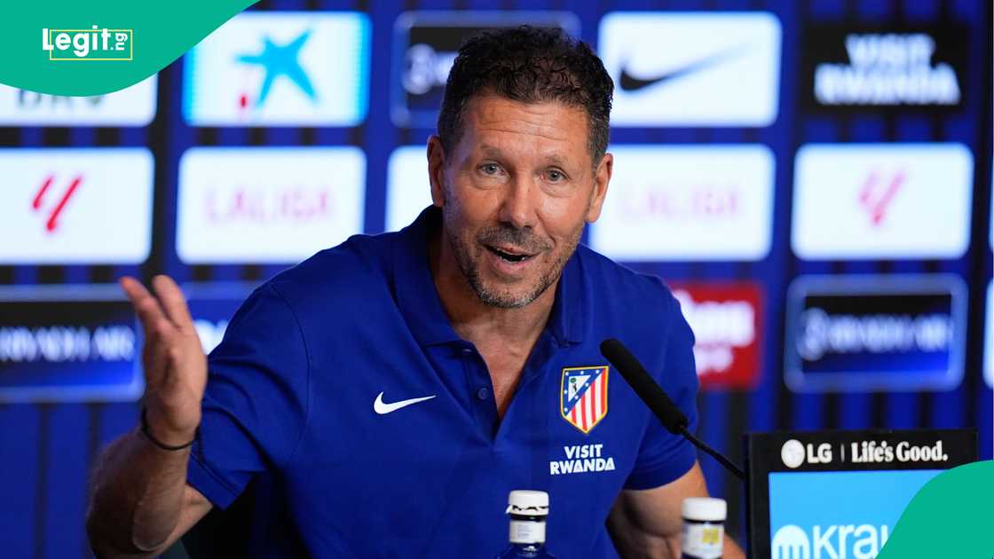 Diego Simeone, Atletico Madrid, Ademola Lookman, La Liga, Spain. Diego Simeone, Atletico Madrid, Ademola Lookman, La Liga, Spain.