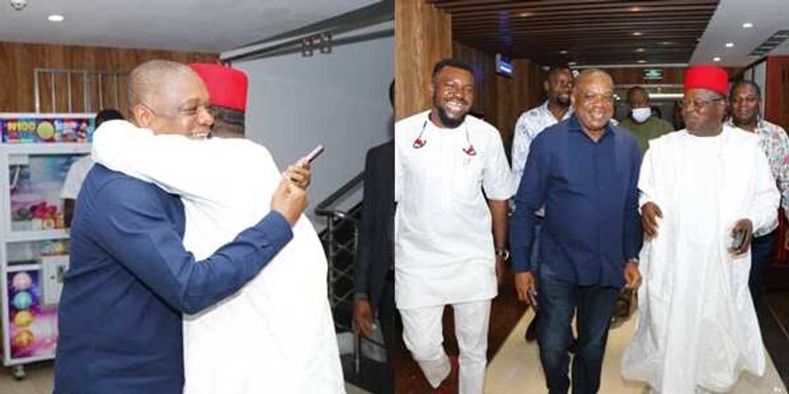 Breaking: Gov. Umahi meets Sen Orji Kalu; hosts him to dinner