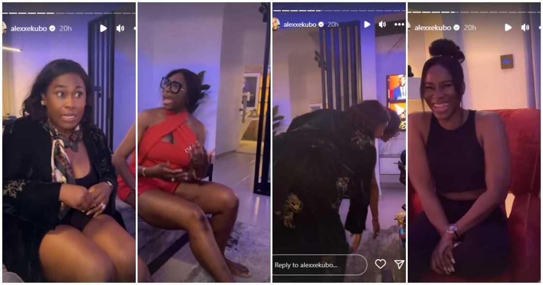 Uche Jombo, Ufuoma McDermott scold young lady over failure to greet. Uche Jombo, Ufuoma McDermott scold young lady over failure to greet.
