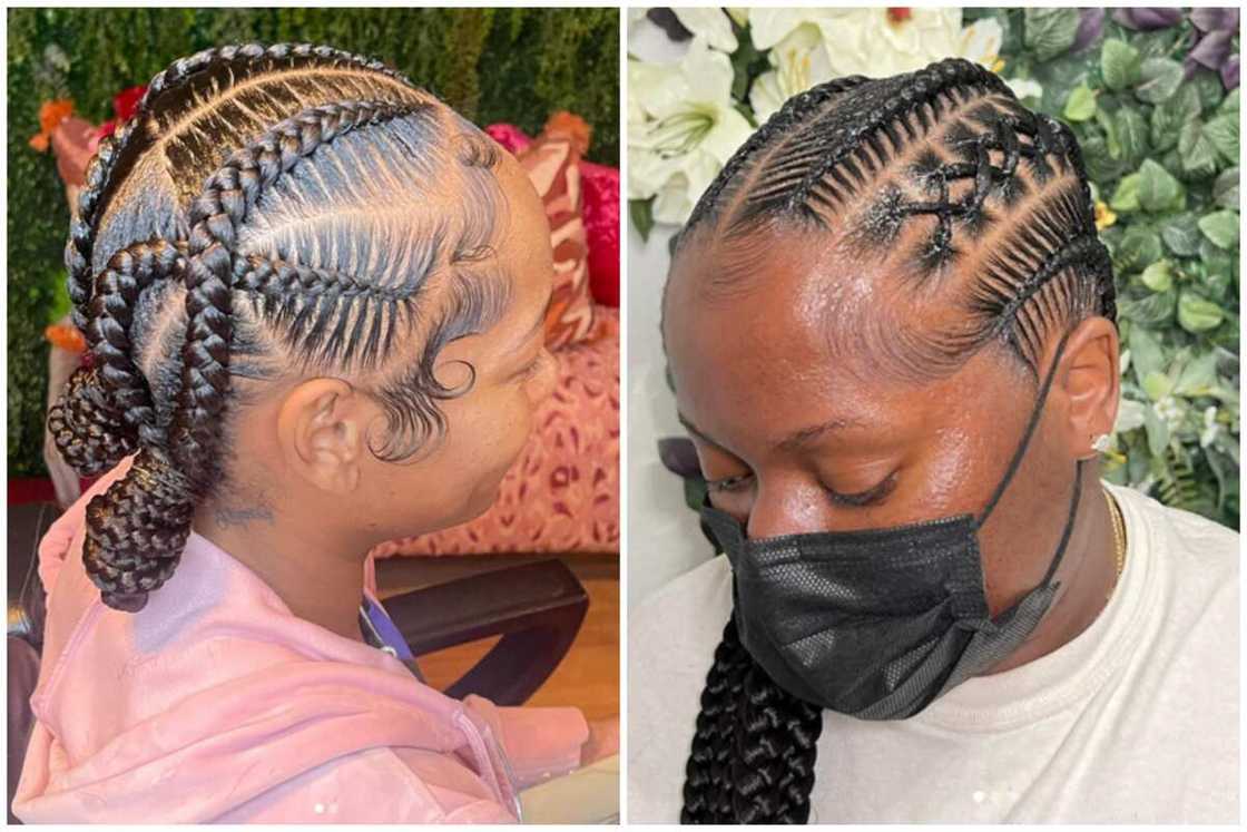 Neat crisscross stitch braids Neat crisscross stitch braids