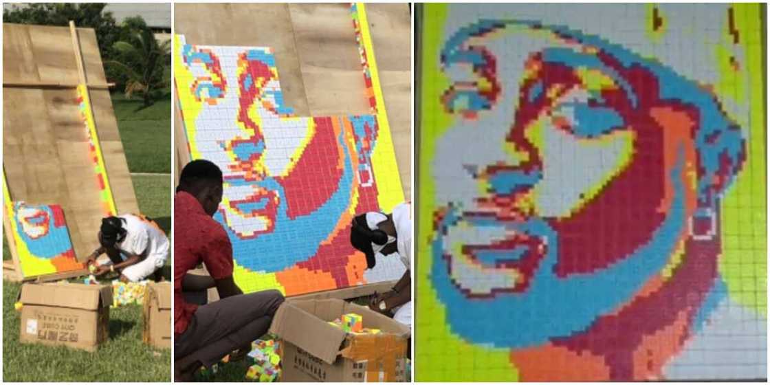Talented artist in the process of making a portrait of Davido Talented artist in the process of making a portrait of Davido