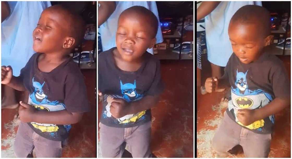 Photos of a little boy dancing powerfully with his eyes closed. Photos of a little boy dancing powerfully with his eyes closed.