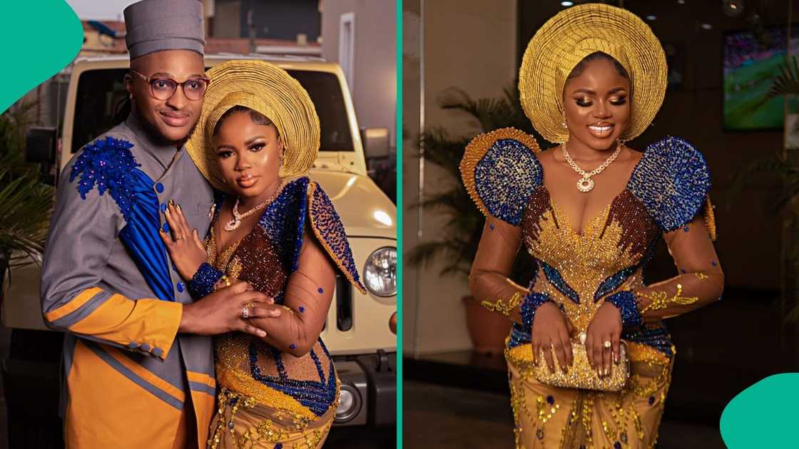 A close-up of the hand-painted, beaded fabric of Mimi Okeren’s N10M custom gown, showcasing fine craftsmanship. A close-up of the hand-painted, beaded fabric of Mimi Okeren’s N10M custom gown, showcasing fine craftsmanship.