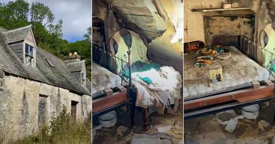 Tourist enters abandoned house Tourist enters abandoned house