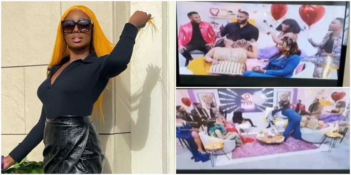 BBNaija reunion: TBaj throws pillow at fellow ex-housemate in suspense-filled trailer, fans anticipate drama BBNaija reunion: TBaj throws pillow at fellow ex-housemate in suspense-filled trailer, fans anticipate drama