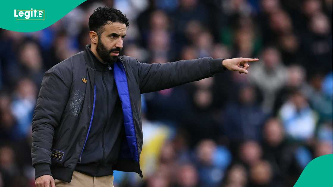 Ruben Amorim, Manchester United, Manchester City, Etihad Stadium, England, Premier League. Ruben Amorim, Manchester United, Manchester City, Etihad Stadium, England, Premier League.