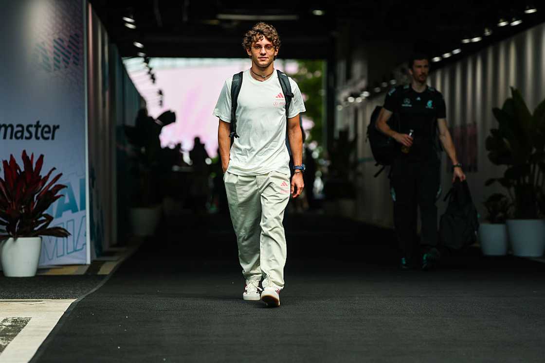 Andrea Kimi Antonelli walks in the paddock at Miami International Autodrome Andrea Kimi Antonelli walks in the paddock at Miami International Autodrome