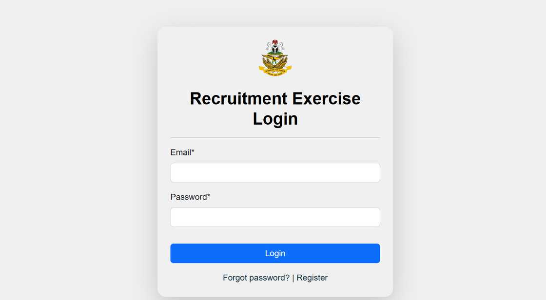 Screenshot of NAF recruitment portal