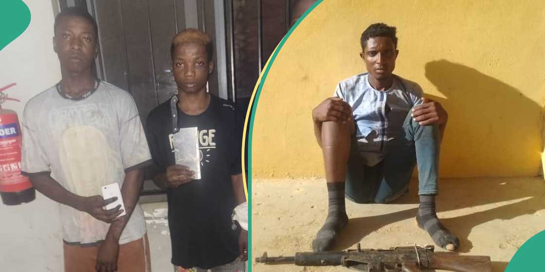 Suspects lined up for photograph Suspects lined up for photograph