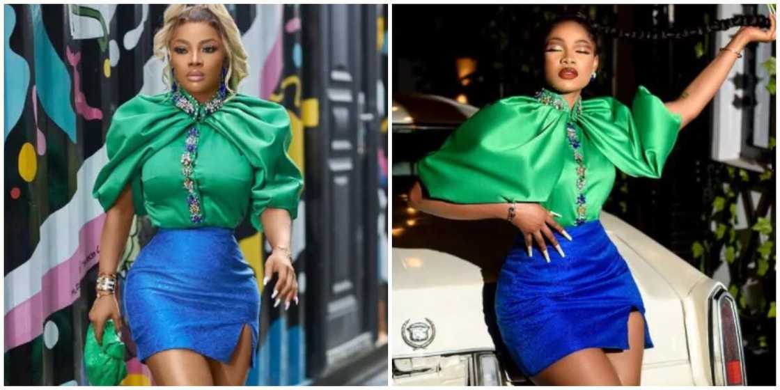 Photos of Toke Makinwa and Tacha spotted in same outfits Photos of Toke Makinwa and Tacha spotted in same outfits