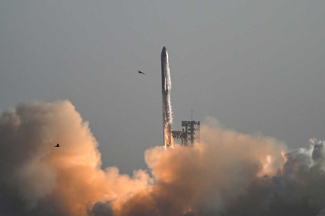 CAPTION: SpaceX's Starship spacecraft lifts off from Starbase near Boca Chica, Texas, on March 6, 2025, during its eighth test flight CAPTION: SpaceX's Starship spacecraft lifts off from Starbase near Boca Chica, Texas, on March 6, 2025, during its eighth test flight