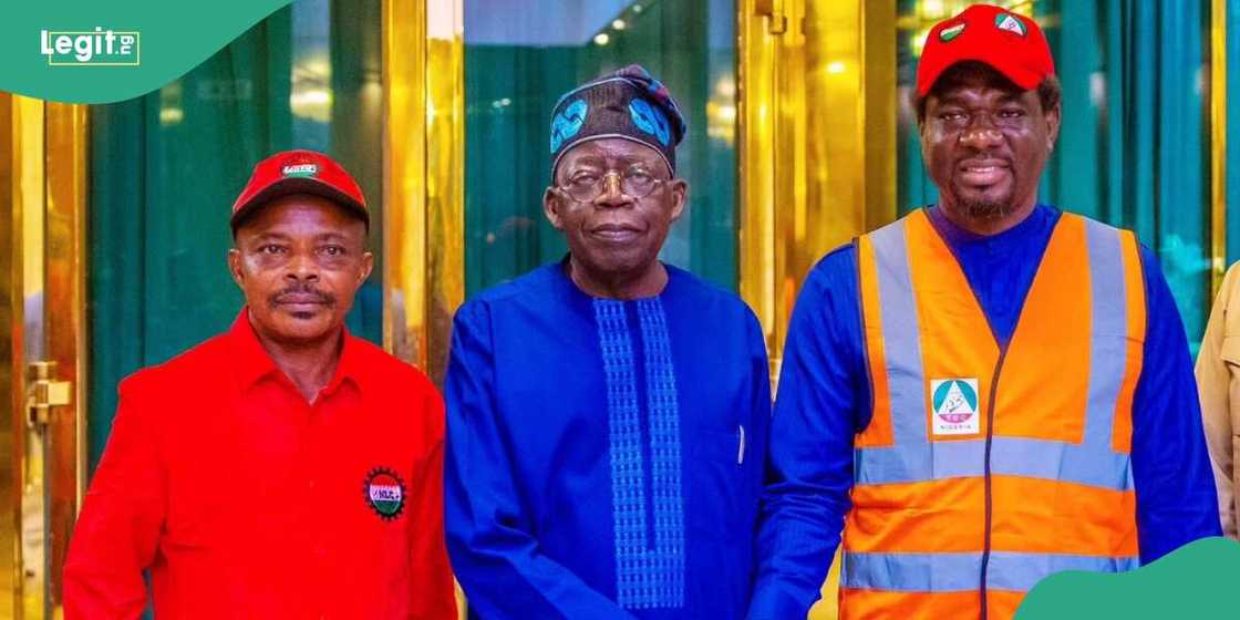 Shugabannin kwadago da Tinubu.