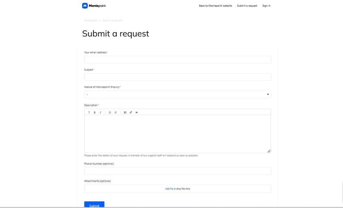 Moniepoint online contact form Moniepoint online contact form