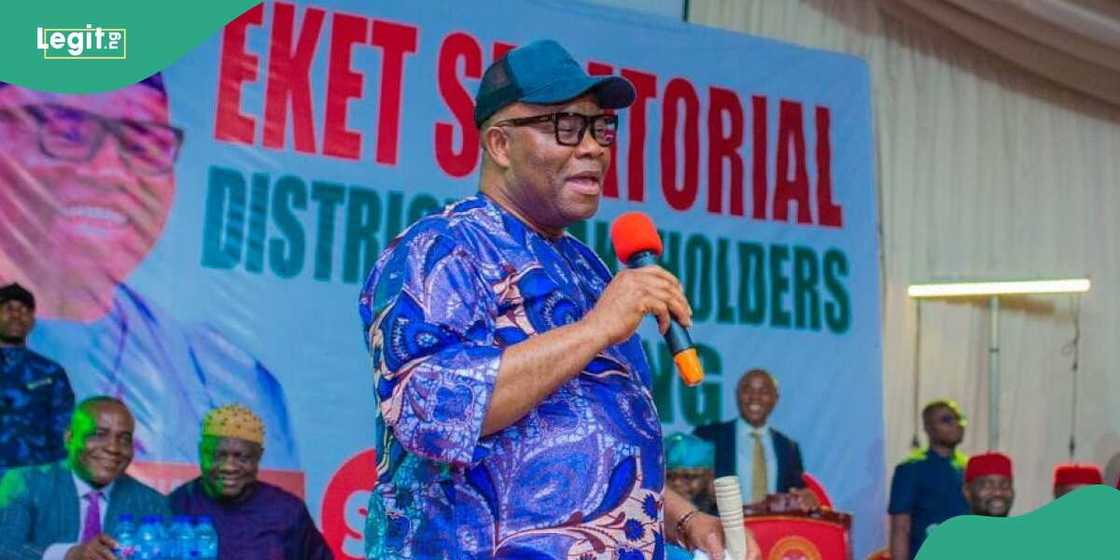 Godswill Akpabio, Nigeria's Senate president, received defectors from YPP Godswill Akpabio, Nigeria's Senate president, received defectors from YPP