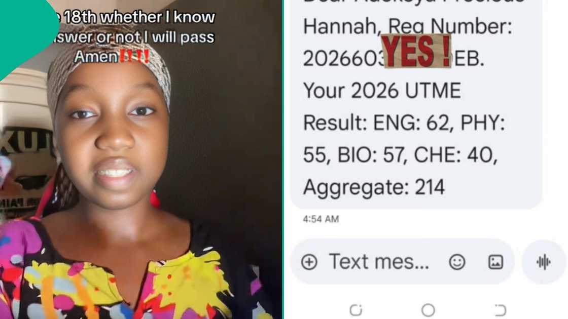 A lady who sat for the UTME 2026 result has shared her JAMB score, with 214 as aggregate