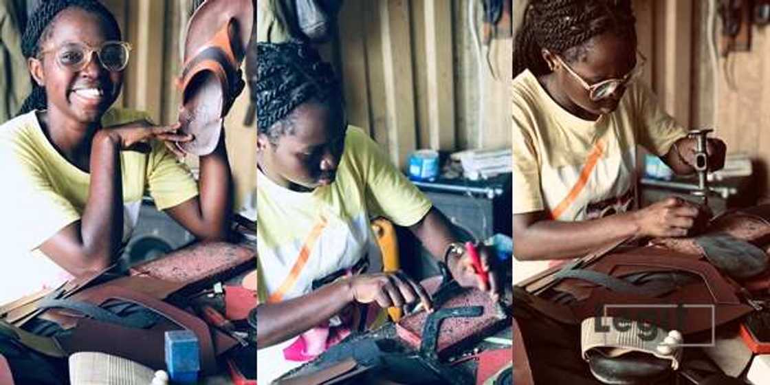 Edna Frimpong is a talented female shoemaker based in Ghana Edna Frimpong is a talented female shoemaker based in Ghana