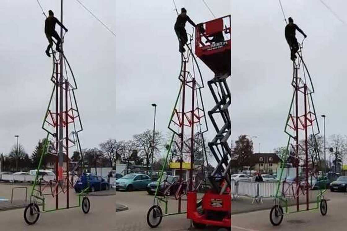 Adam Zdanowic enters Guinness World Records for building and riding the tallest bicycle in the world