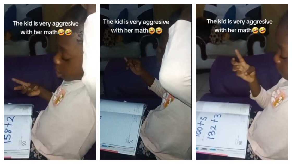 Little girl learn maths with new method