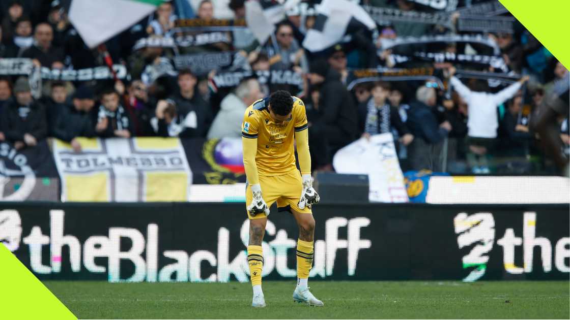 Maduka Okoye, Genoa, Udinese, Stadio Friuli, Udine, Italt, Serie A. Maduka Okoye, Genoa, Udinese, Stadio Friuli, Udine, Italt, Serie A.