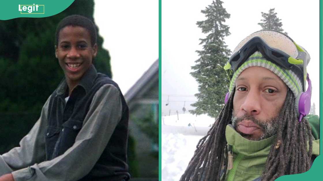 Marlon Taylor as Young Mike Hanlon (L). Marlon taking a selfie in a snowy environment (R). Marlon Taylor as Young Mike Hanlon (L). Marlon taking a selfie in a snowy environment (R).