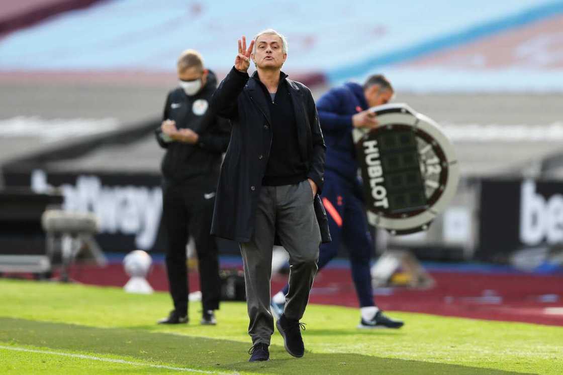 Jose Mourinho in action. Jose Mourinho in action.