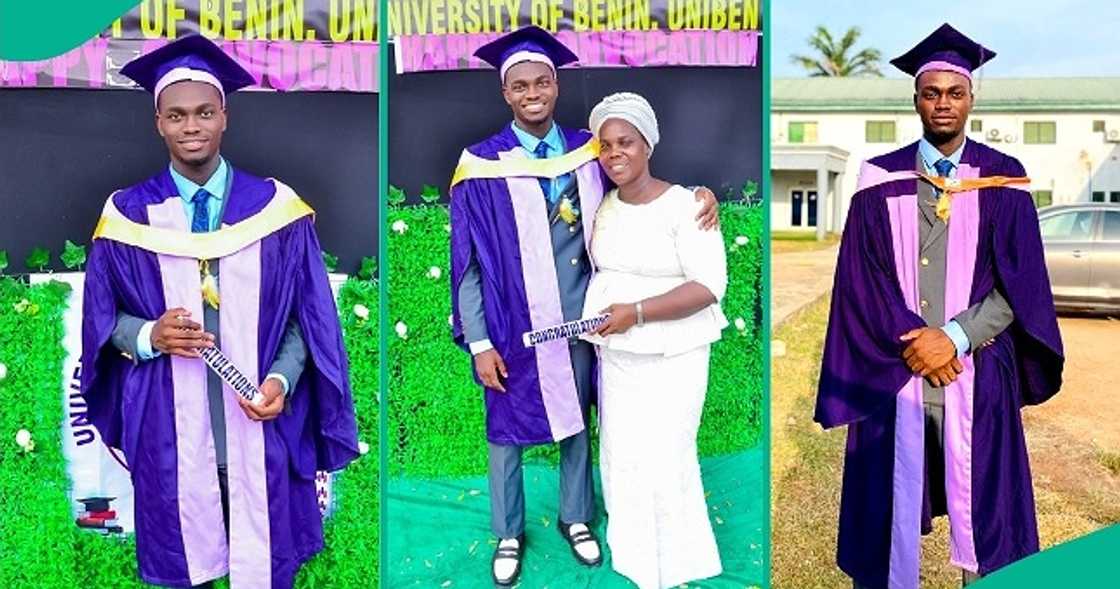 UNIBEN graduate poses with mum UNIBEN graduate poses with mum