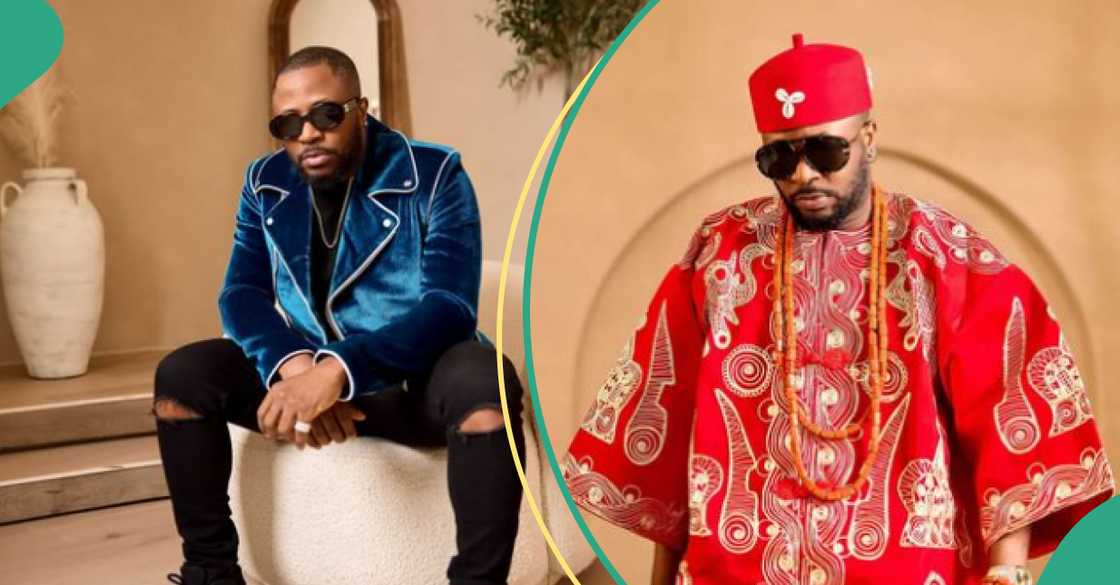 Tunde Ednut wearing an Igbo attire and classy suit Tunde Ednut wearing an Igbo attire and classy suit