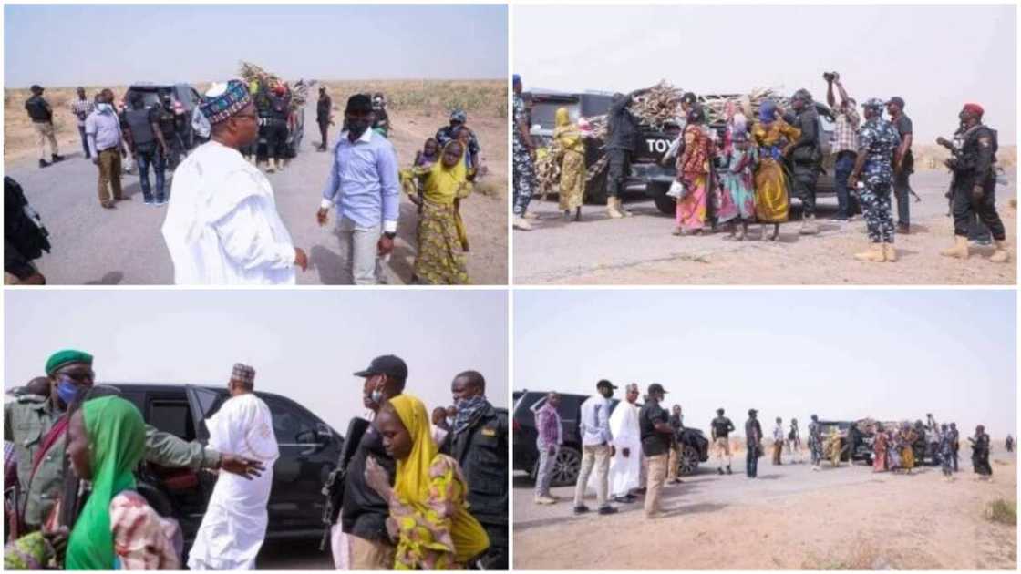 Zulum Stops His Convoy to Assist Women Fetching Firewood, Photos Stir Reactions