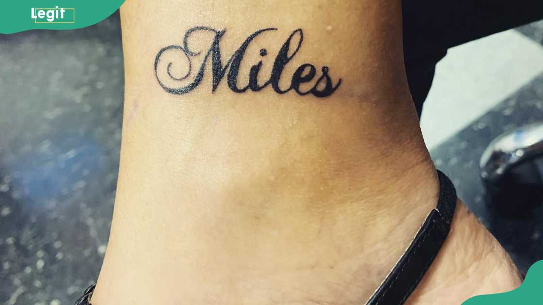 Name tattoo on ankle