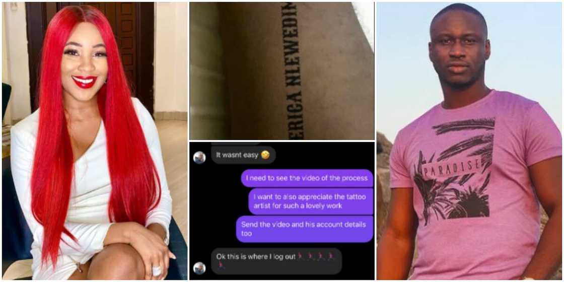 BBNaija's Erica reacts as comedian posts fake tattoo of her name BBNaija's Erica reacts as comedian posts fake tattoo of her name