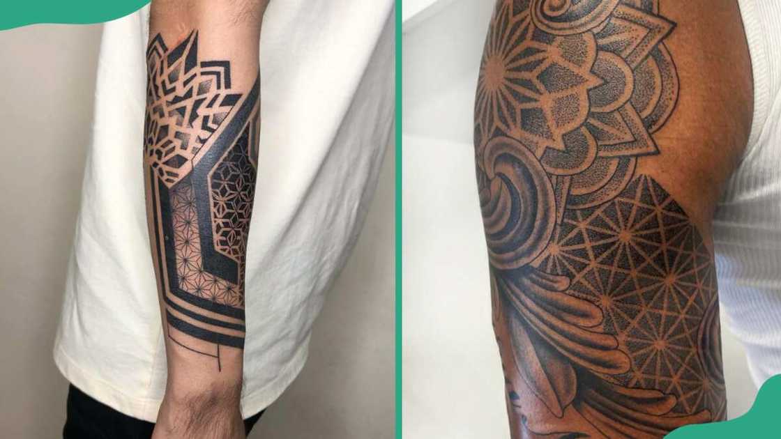 Geometric half-sleeve tattoo designs