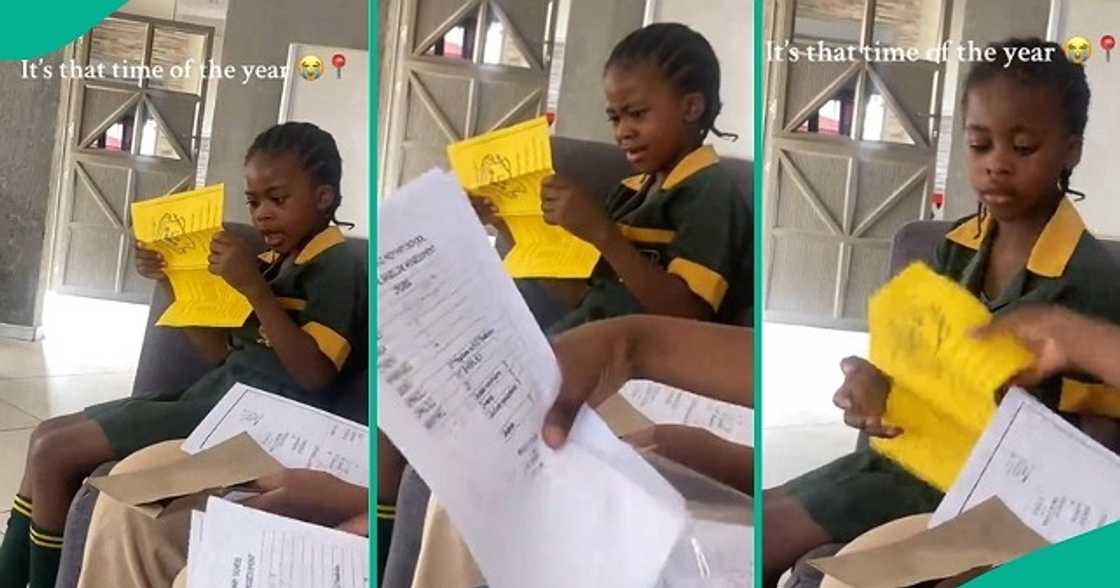 Little girl gets confused after seeing exam result