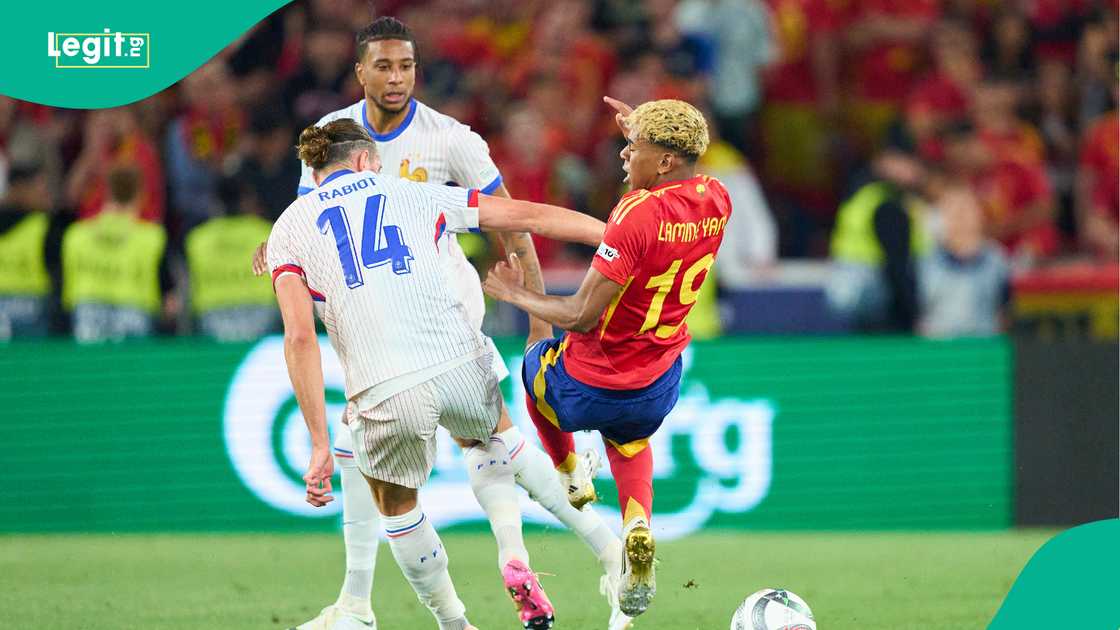 Michael Olise, Adrien Rabiot, Lamine Yamal, France, Spain. Michael Olise, Adrien Rabiot, Lamine Yamal, France, Spain.