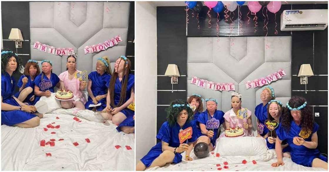 Albino, fine albinos in Nigeria, albino uses six albinos for her bridal shower