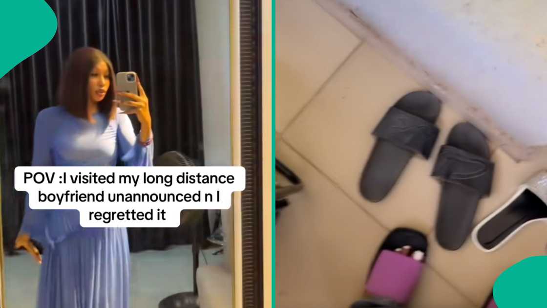 Lady cries out after visiting her boyfriend's house unannounced.