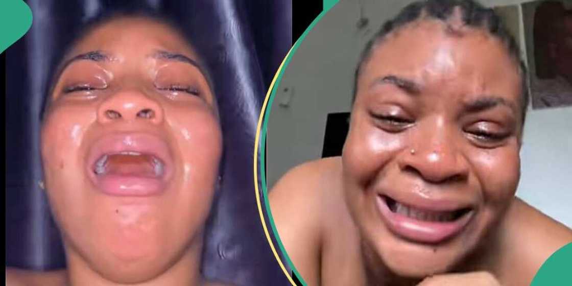 Lady cries bitterly after boyfriend ended relationship Lady cries bitterly after boyfriend ended relationship
