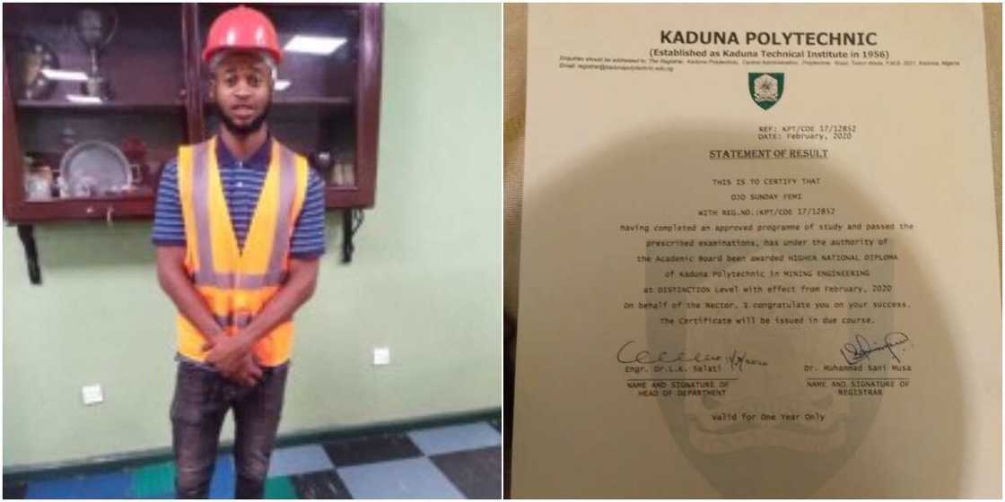 Nigerian man who didn't have opportunity to study in university graduates with distinction from polytechnic, vows to do more